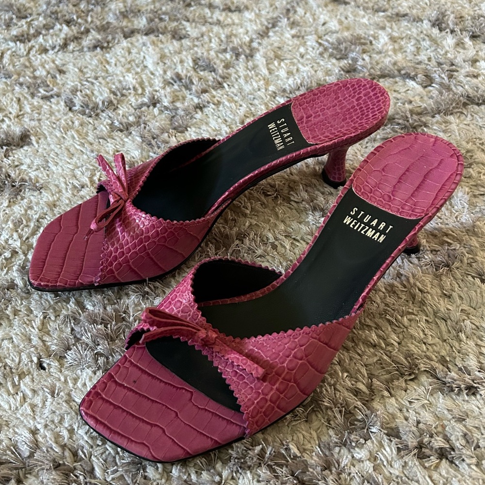 🩷VINTAGE 90s Y2K STUART WEITZMAN KITTEN HEELS MULES🩷